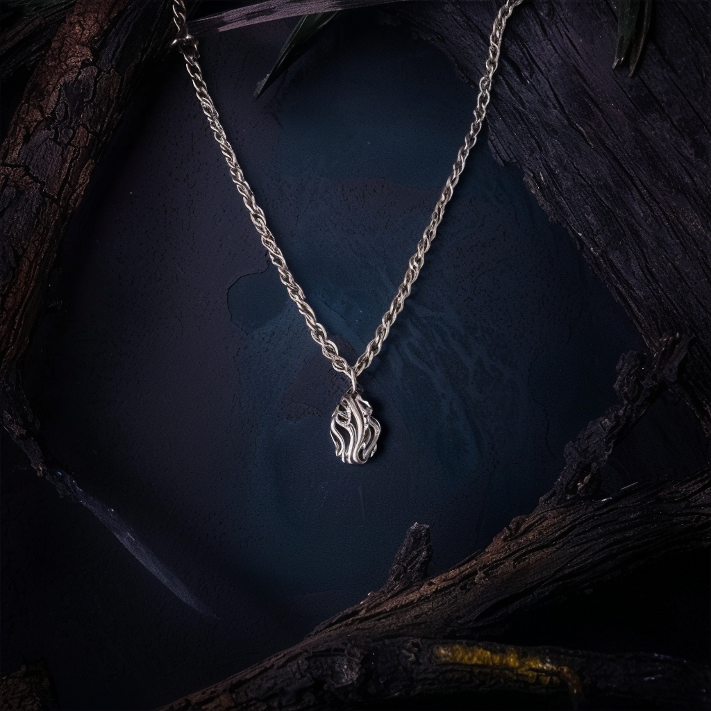 Ember Flow Necklace Silver Pendant on Braided Chain