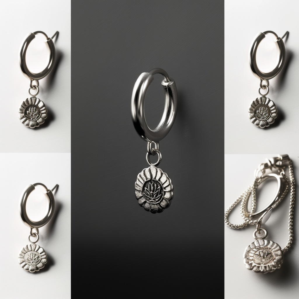 Gothic Lotus Coin Huggie Earrings