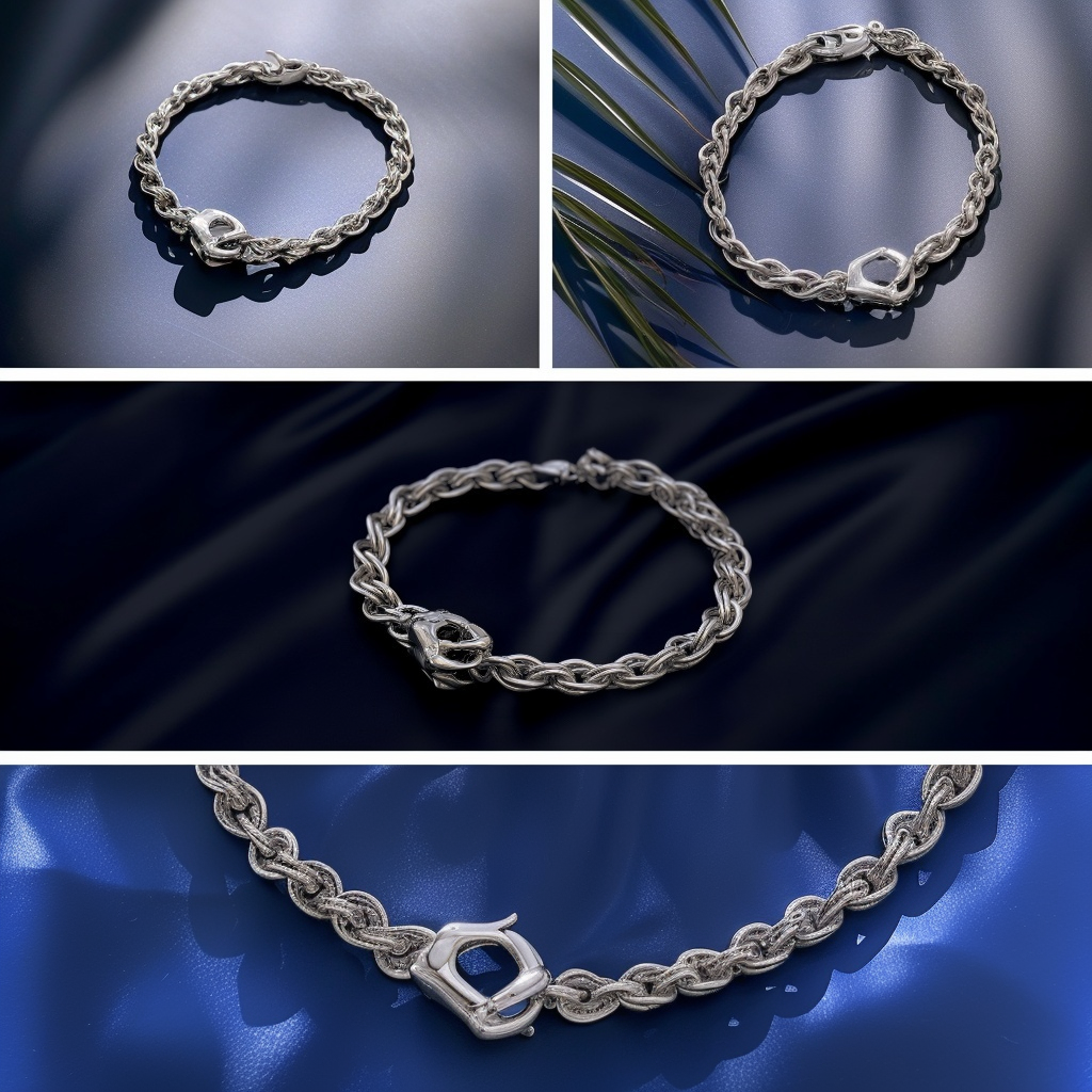 Braided Sterling Silver Bracelet with Sculptural Clasp