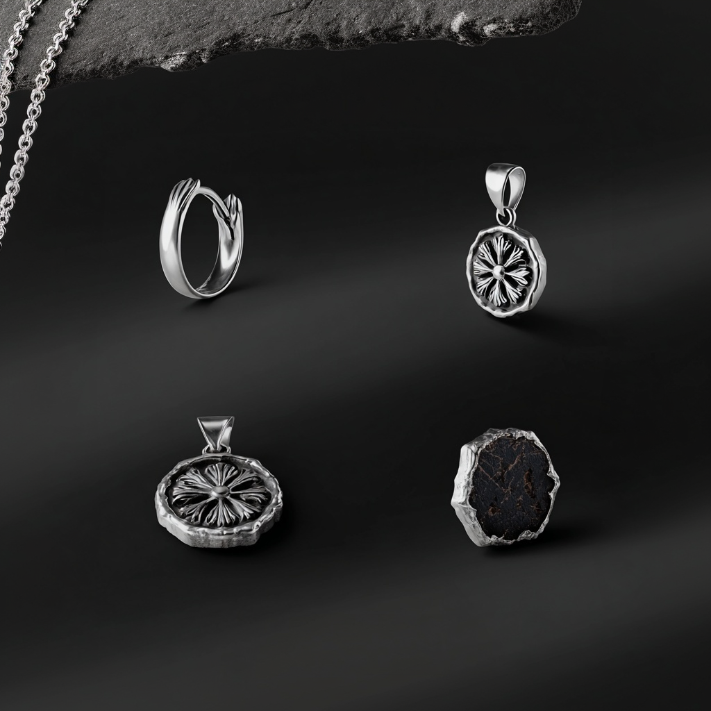 Lamoon Gothic Compass Rosette Coin Huggie Earring