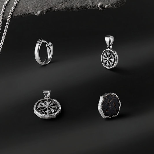 Lamoon Gothic Compass Rosette Coin Huggie Earring