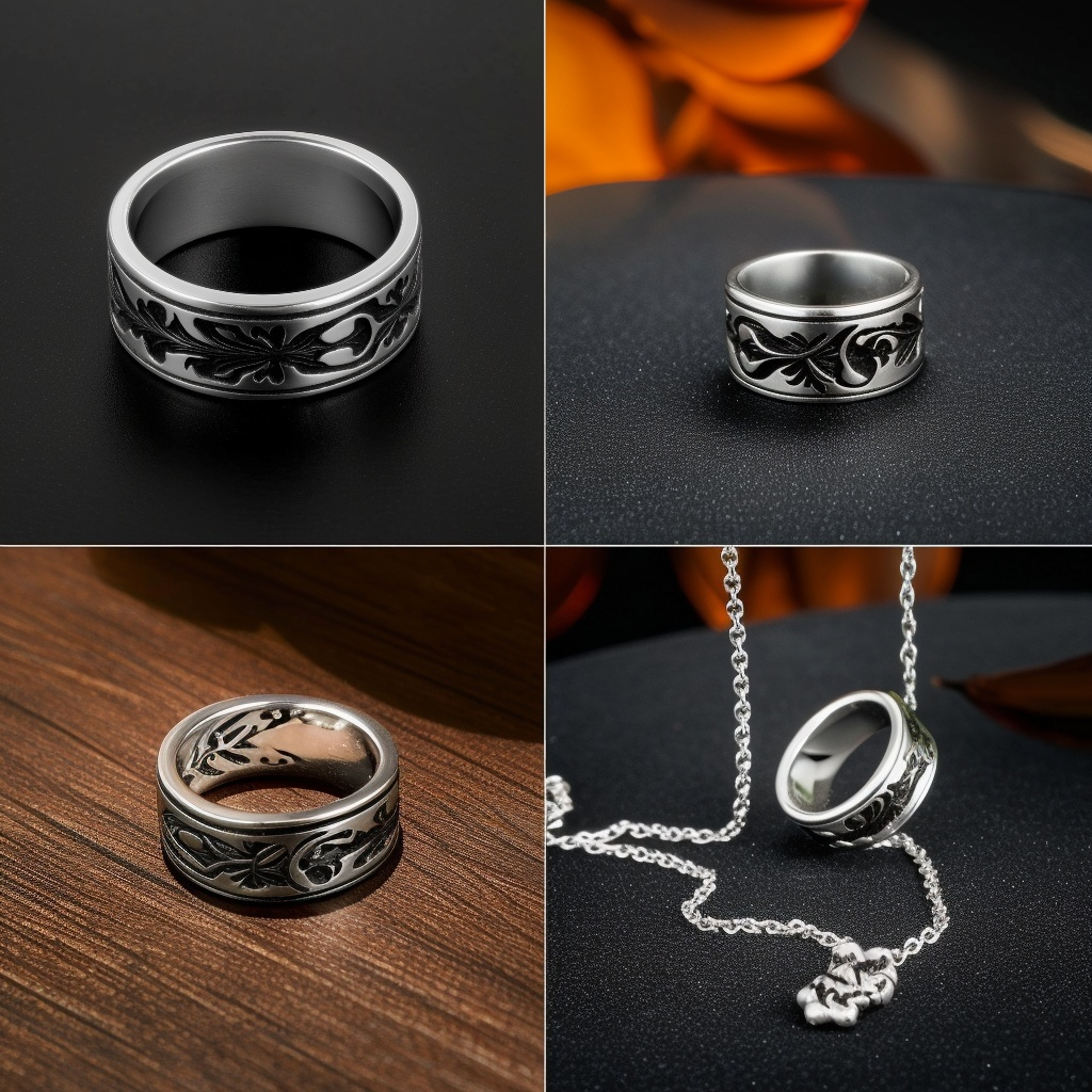 Oxidized Sterling Silver Gothic Leaf Band Rings