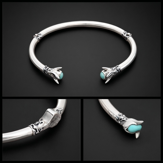 Talons Cuff Silver Turquoise Open Bracelet