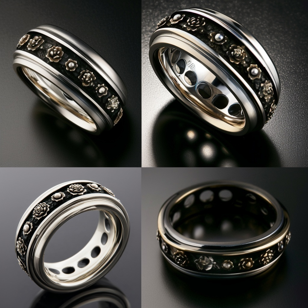 Rose Oxidized Silver Garland Band