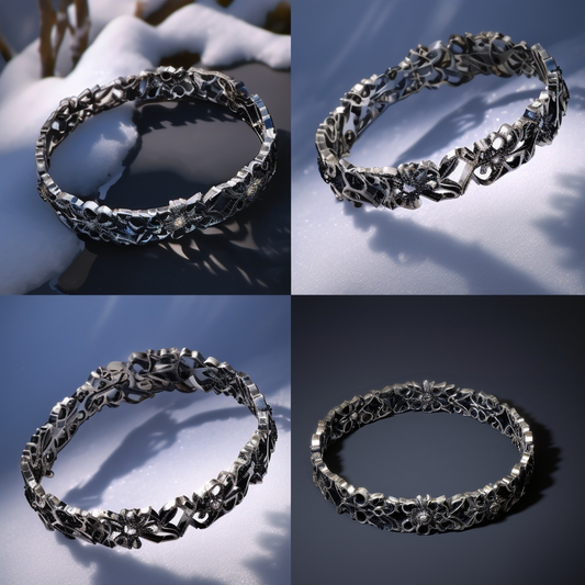 Nocturne Blossom Oxidized Sterling Silver Link Bracelet