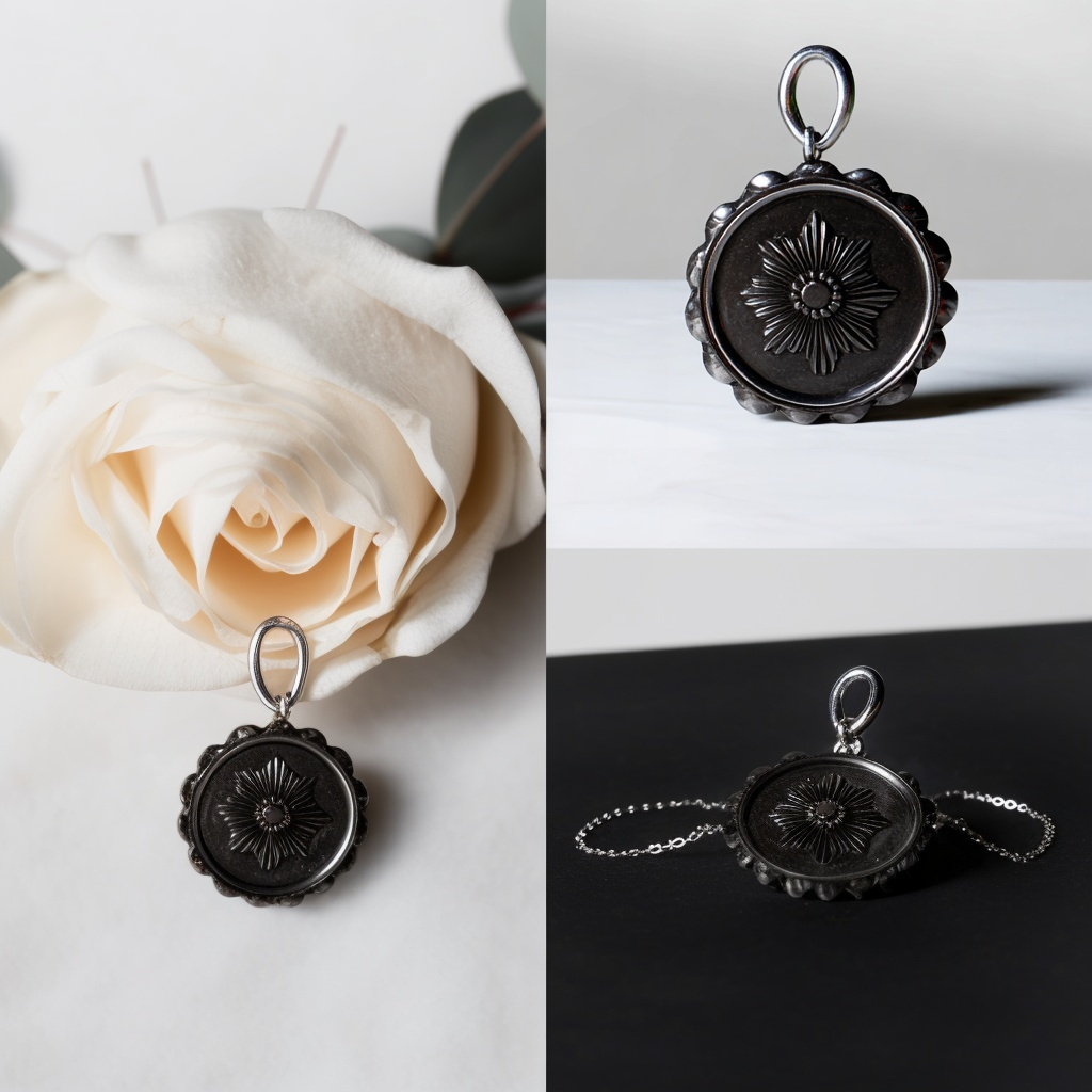 Lamoon Oxidized Sterling Silver Rosette Medallion Earrings