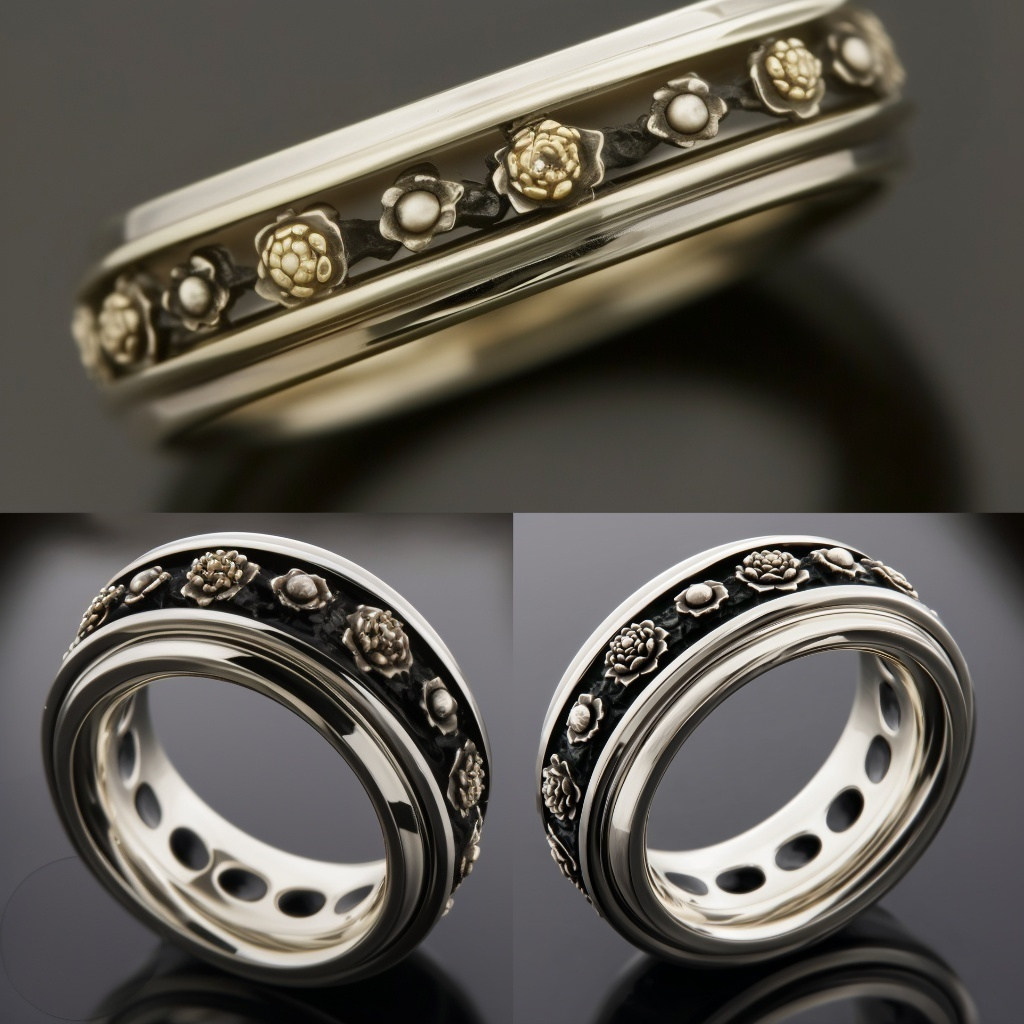 Rose Oxidized Silver Garland Band