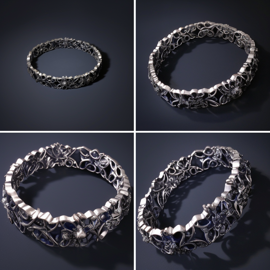 Nocturne Blossom Oxidized Sterling Silver Link Bracelet