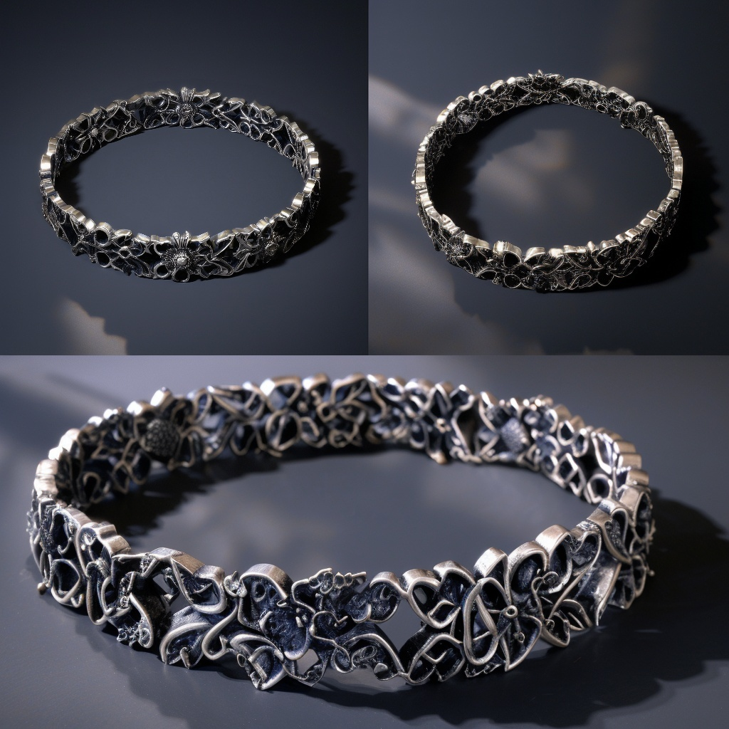 Nocturne Blossom Oxidized Sterling Silver Link Bracelet