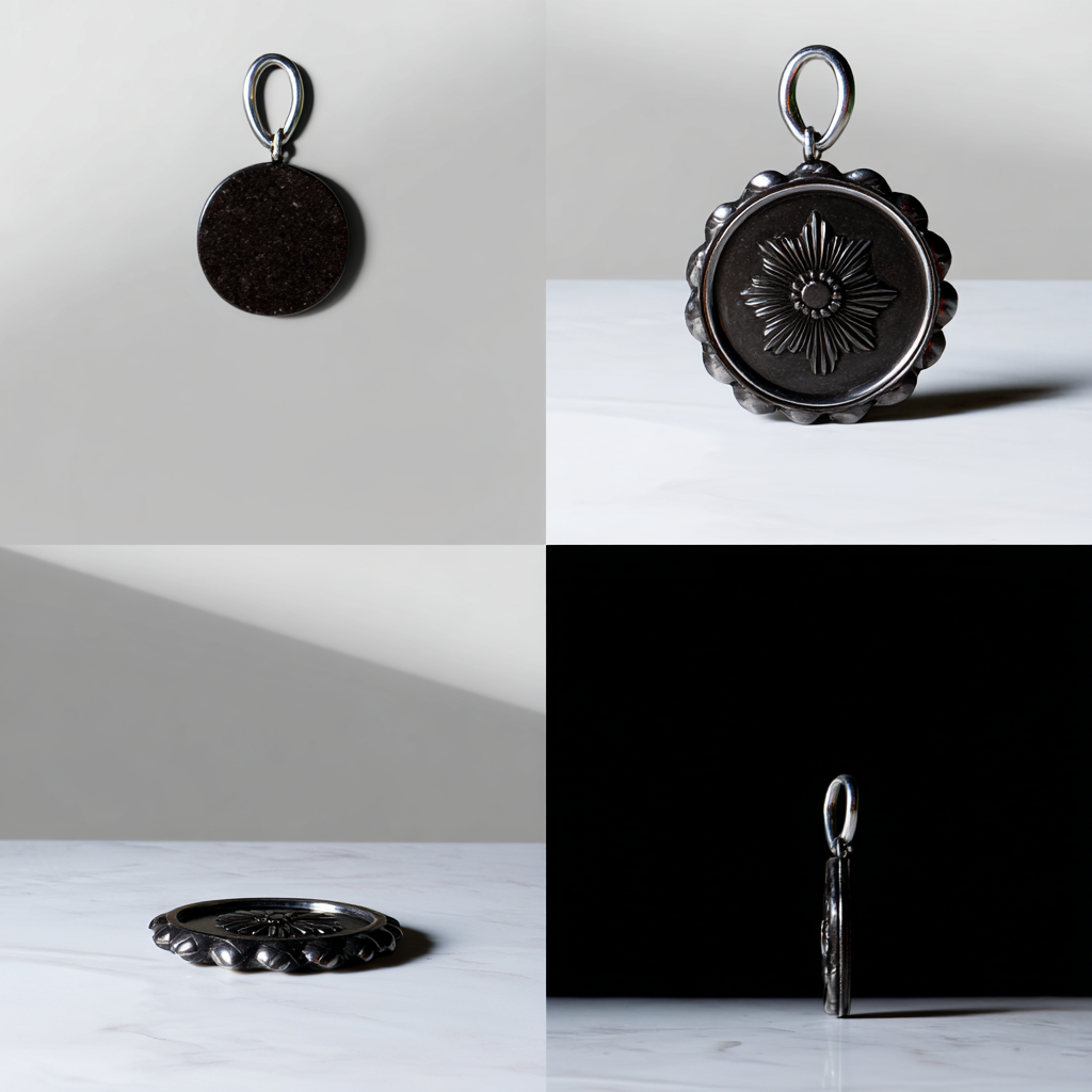 Lamoon Oxidized Sterling Silver Rosette Medallion Earrings
