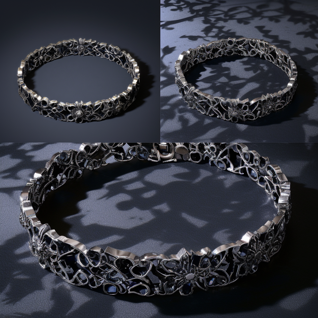 Nocturne Blossom Oxidized Sterling Silver Link Bracelet
