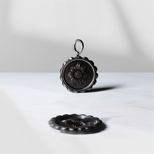 Lamoon Oxidized Sterling Silver Rosette Medallion Earrings